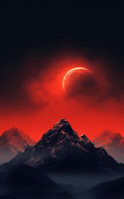 Гора и кровавая луна